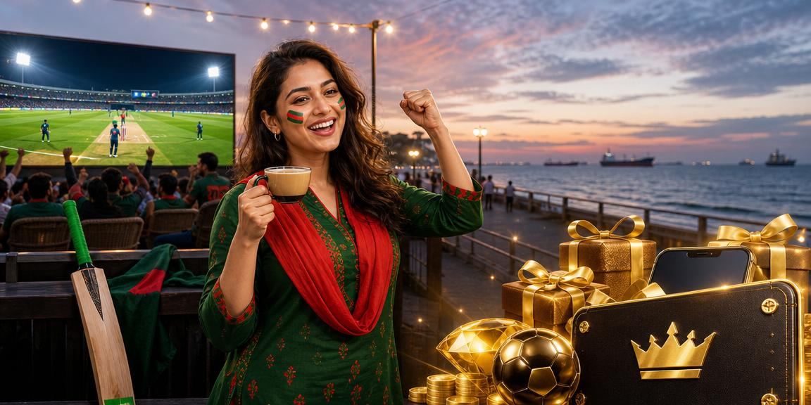 চট্টগ্রামের সমুদ্র সৈকতে মোবাইলে ক্রিকেট বেটিং উপভোগ করছেন একজন সদস্য